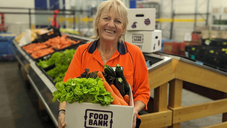 Teresa with Fresh Produce New Produce Stands Chiller Foodbank Perth